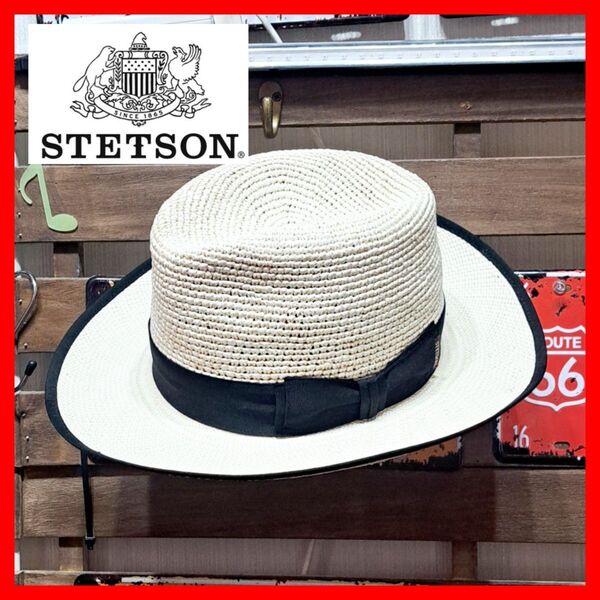 大きなサイズ! STETSON ステットソン 中折れ パナマハット エクアドル製 59㎝ ホワイト