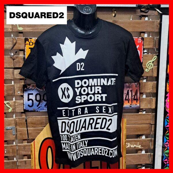 Dsquared2 ディースクエアード Cool Fit クールフィット ロゴプリント 半袖Tシャツ L ブラック