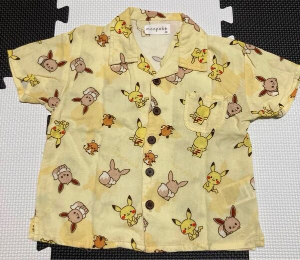 ベビー monpoke モンポケ アロハシャツ シャツ 半袖 夏 80 イエロー