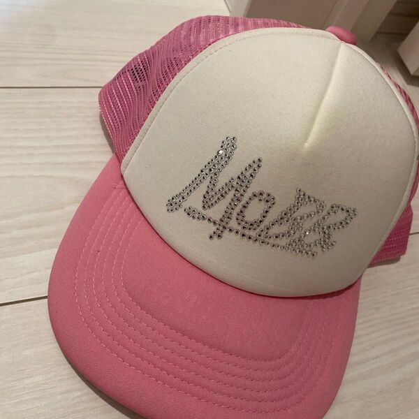 MoBB メッシュキャップ ピンク ラインストーン