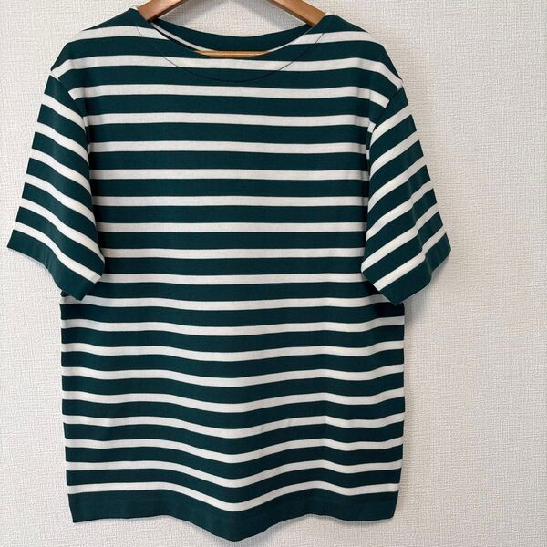 ナノユニバース レディース トップス ボートネック 半袖 Tシャツ カットソー プルオーバー 夏 ボーダー ニット グリーン M