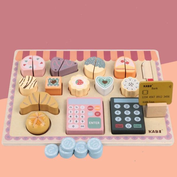 知育玩具 おもちゃ 木製 ケーキ屋さん パン屋さん 積み木 おままごと