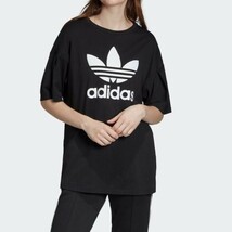 新品未使用●送料無料◆(M)アディダスオリジナルス adidasoriginals 黒トレフォイル 袖にプリーツ入り Tシャツ_画像5