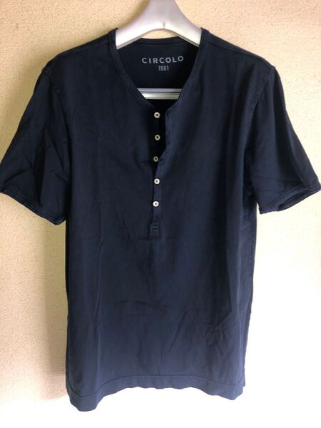 美品 CIRCOLO1901 チルコロ ヘンリーネックTシャツ L ネイビー