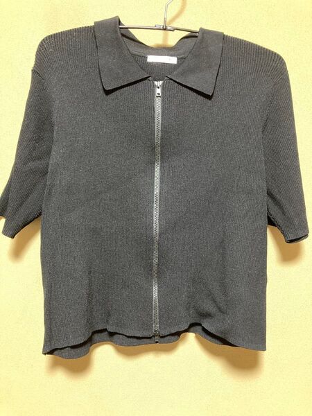 ダブルジップ トップス ハニーズ エルサイズ ニット honeys 夏 服 襟 トップス 半袖 GU
