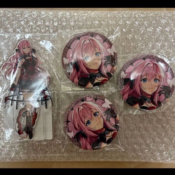 楽天コレクション/巡音ルカ/グリッター缶バッジ、アクリルスタンド/楽コレMEIKO 20th Anniversaryグリ缶アクスタ
