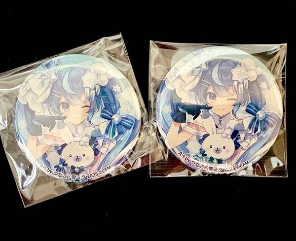 雪ミク SNOWMIKU 2025 HMV キラキラ 缶バッジ 初音ミク つなこ 2点セット