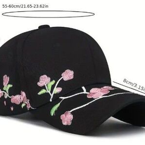 0948 お花刺繍ベースボールキャップ ブラック