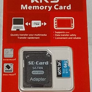 KRY Micro SD メモリーカード 64GB 1枚【青ラスト】