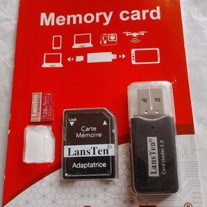 LansTen Micro SD メモリーカード 128GB 1枚 +SDアダプターとUSBカードリーダー付