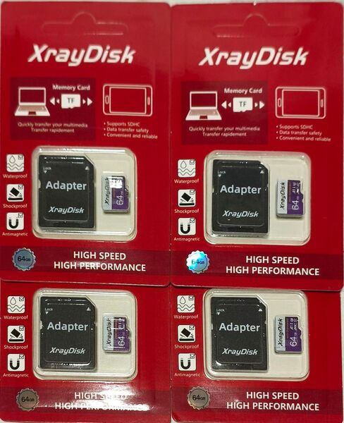 XrayDisk Micro SD メモリーカード 64GB 4枚【8】