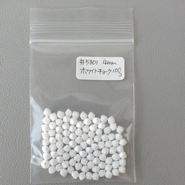 103.#5301 4mm ホワイトチョーク 100個【スワロフスキー】