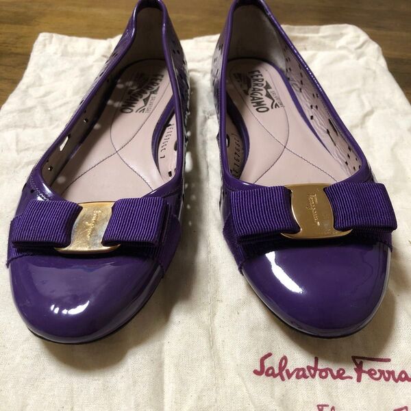 Salvatore Ferragamo ヴァラリボン フラットシューズ パープル 7 1/2