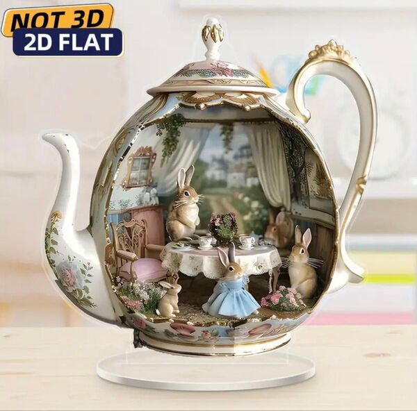 【新品】うさぎ アクリル製 デスクトップ オーナメント お茶会