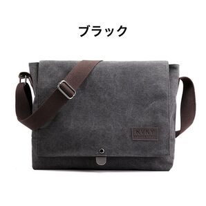 ショルダーバッグ メンズ 大きめ 帆布 キャンバス A4 肩掛け キャンバス 斜め掛け メッセンジャーバッグ ブラック