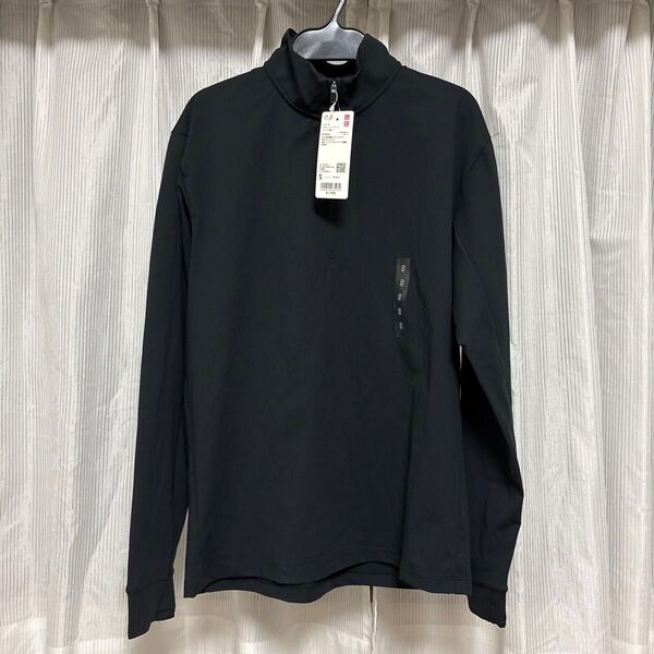 UNIQLO 長袖ハーフジップシャツ ハイネック メンズSサイズ ブラック
