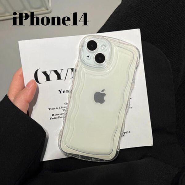 iPhone14 ケース スマホ カバー ウェーブ なみなみ クリア 透明 新品 スマートフォン スマホケース シンプル 韓国