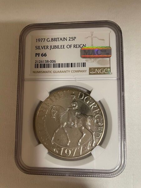 1977年 イギリス 25ペンス 銀貨 Silver Jubilee NGC PF66 プルーフ