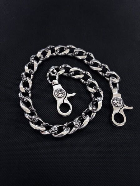 ウォレットチェーン ファンシー ネックレス ダブルクリップ シルバー925 刻印