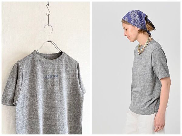 未使用タグ付 2025SS 今期 45R 天竺の90845星ロゴTシャツ(トップ) 半袖 カットソー 日本製 45rpm