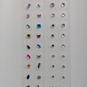 耳つぼジュエリー 耳つぼ カラフル クリスタル シルバー粒 40粒 透明シール