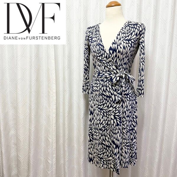 DIANE von FURSTENBERG ダイアンフォンファステンバーグ ハート柄カシュクールワンピース ラップドレス サイズ0