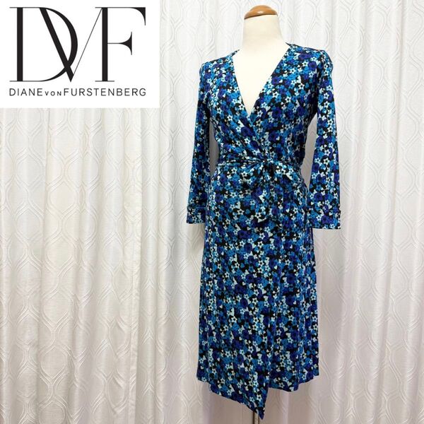 DIANE von FURSTENBERG ダイアンフォンファステンバーグ ハート柄 花柄 カシュクールワンピース ラップドレス