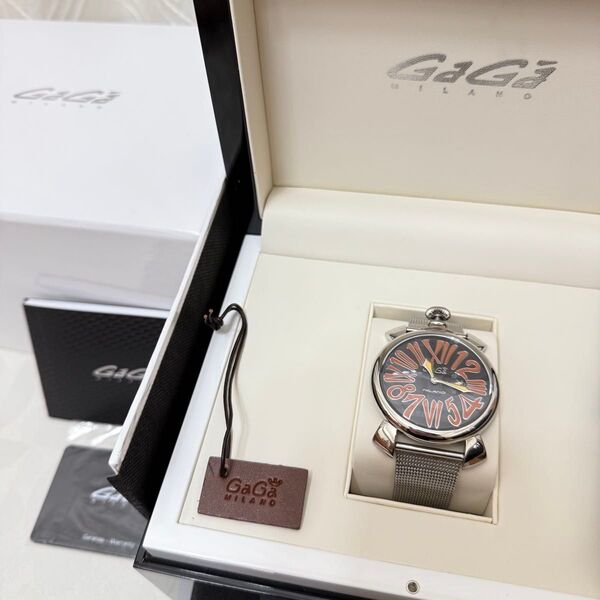 極美品 GaGa MILANO ガガミラノ SLIM 46mm スリム 5080.4 ステンレス ミネラルガラス 腕時計