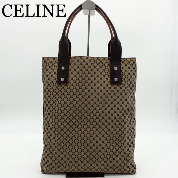 CELINE トートバッグ トリオンフ マカダム柄 キャンバス×レザー A4可