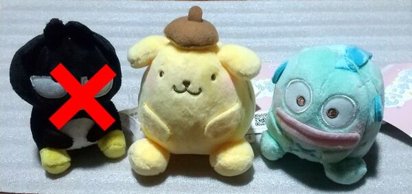 【新品タグ付き】サンリオキャラクターズむにゅすやマスコット ポムポムプリン&ハンギョドン