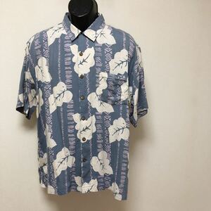 USA古着【Club】メンズ size L／半袖シャツ アロハシャツ コットンシャツ 総柄 くすみカラー アメカジ リゾート ハワイアンシャツ