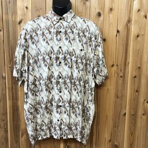 【NATURAL ISSUE】ナチュラルイシュー◇メンズ size L 半袖シャツ アロハシャツ 幾何学模様 胸ポケ レーヨン100% 涼感 アメカジ USA古着