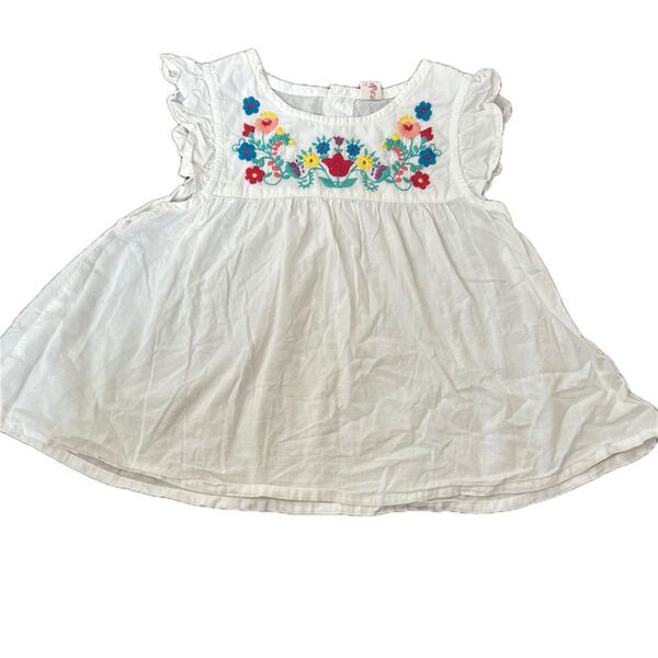 110 キッズ し 半袖Tシャツ 刺繍 花 夏服 春服 子供服 女の子 トップス ファッション クーポン 200円オフ