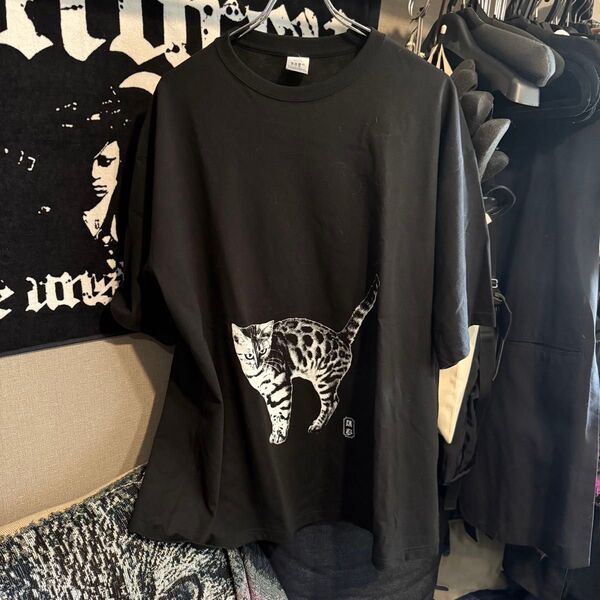 黒夢 CORKSCREW Big Tee B XL ブラック 猫 半袖 Tシャツ