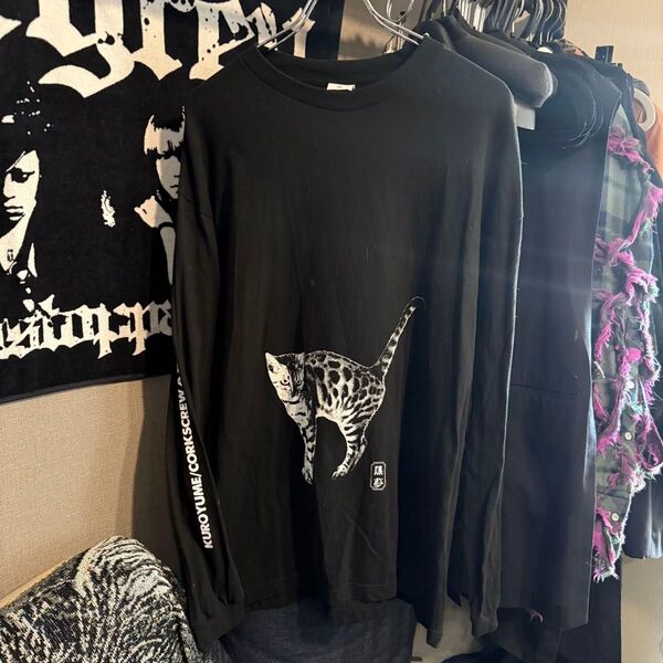 黒夢 CORKSCREW Big LS Tee B 猫 ロンT XL ブラック