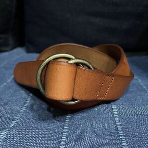 ★お値下げ不可★栃木レザー ダブルリング ベルト キャメル 茶 本革 レザーベルト ヌメ革 牛革 メンズベルト リングベルト