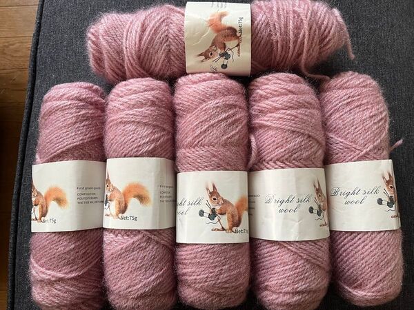Bright silk wool 毛糸 ピンク系6玉まとめ売り