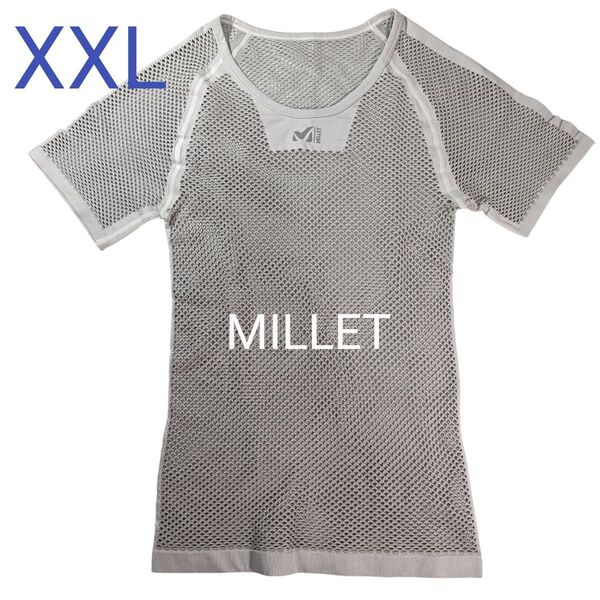【MILLET】★ミレー★DRYNAMIC★メッシュTシャツ★グレー★大きいサイズ★半袖★アウトドア★スポーツ★機能肌着★メンズ