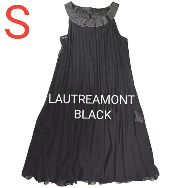 【LAUTREAMONT】★ノースリーブシアープリーツワンピース★黒★ブラック★レイヤード★日本製★春夏★Sサイズ★チュニック