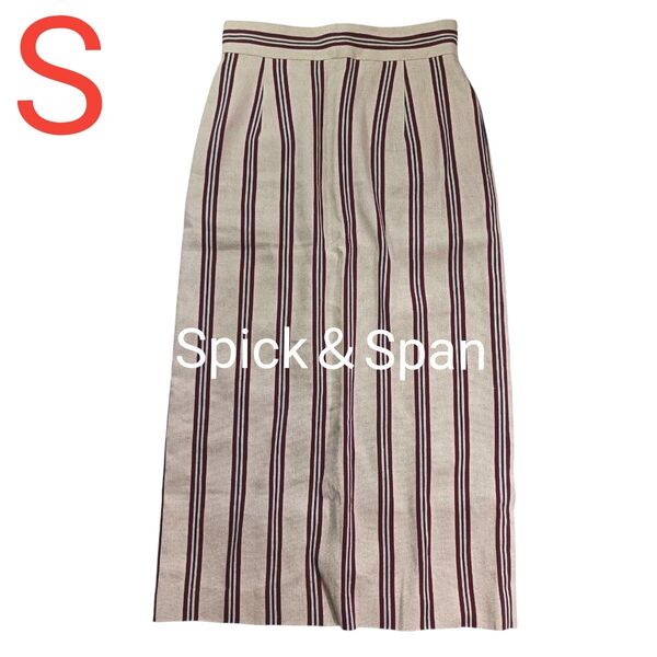 【Spick&Span】リネン タイトロングスカート スリット ストライプ 春夏 サイズ36 麻53% 綿47%