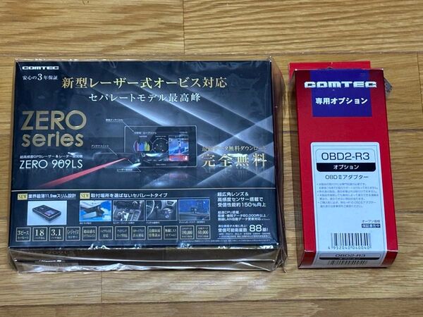 レア コムテック ZERO 909LS OBD付属 純正ワイヤレスSDカード レーザー&レーダー探知機 セパレート リコール対策済