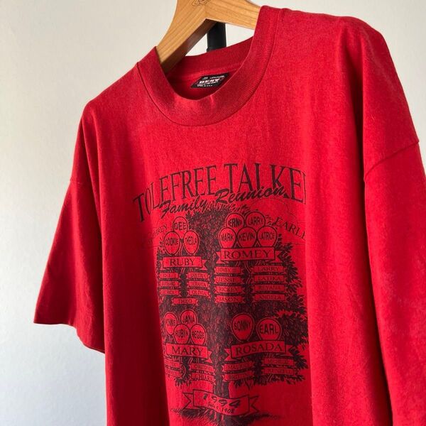 90s USA製 TOLEFREE TALKERS ビンテージTシャツ レッド メンズ 半袖 XLサイズ 【シングルステッチ】