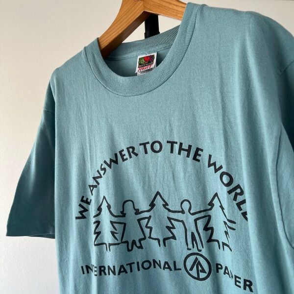 90s USA製 international paper ビンテージTシャツ 企業 メンズ 半袖 Mサイズ 【シングルステッチ】