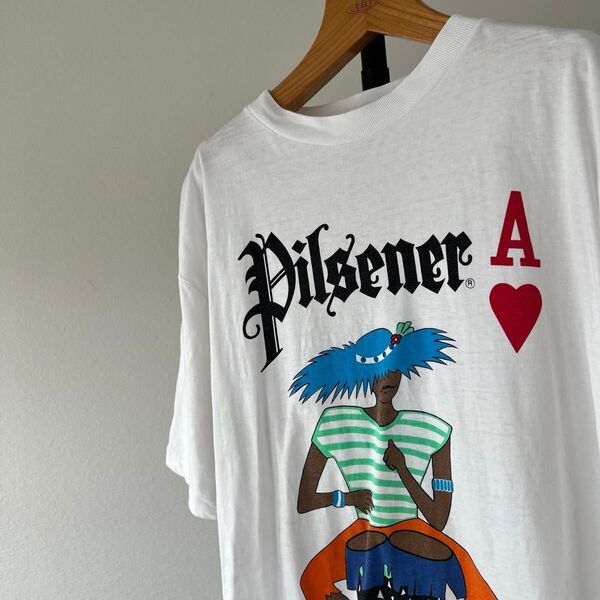 90s USA古着 Pilsener A ビンテージTシャツ トランプ キャラ メンズ 半袖 XLサイズ【シングルステッチ】