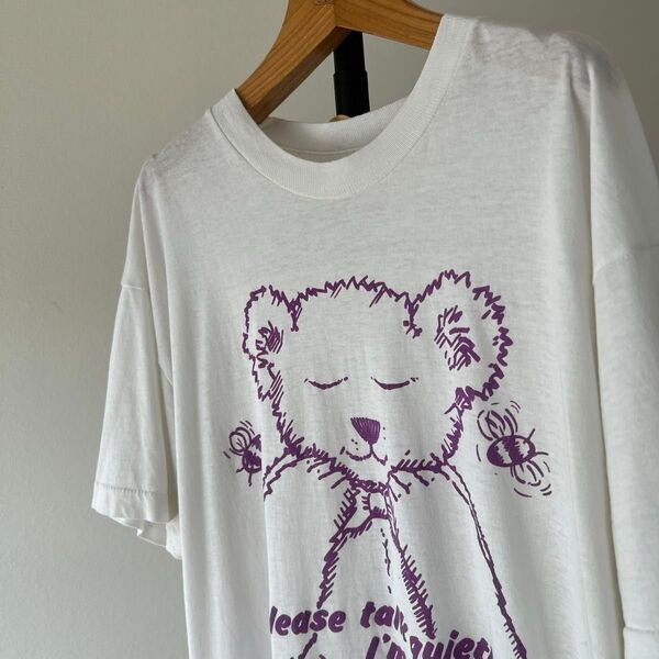 90s USA古着 bearly awake クマ ビンテージTシャツ アニマル メンズ 半袖 XLサイズ【シングルステッチ】