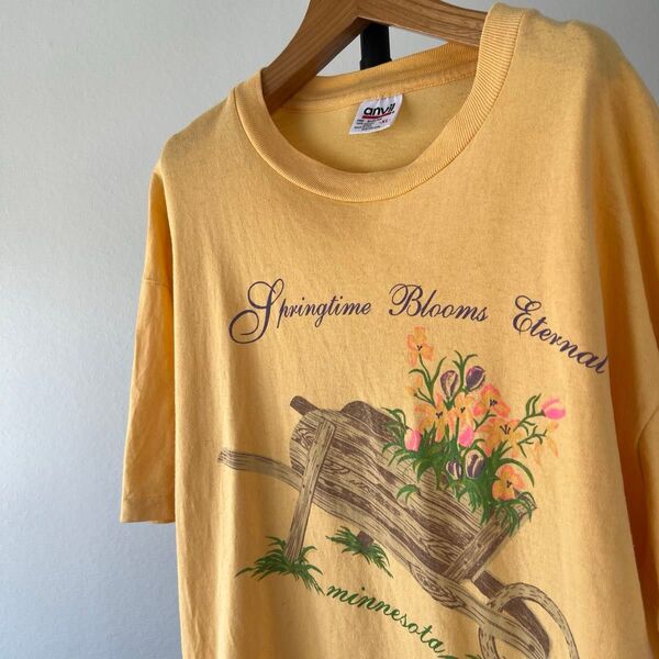90s USA製 Minnesota ビンテージTシャツ anvil製 フラワー メンズ 半袖 サイズ【シングルステッチ】