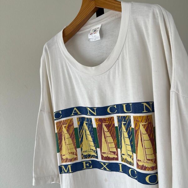 90s USA古着 Cancun Mexico ビンテージTシャツ スーベニア メンズ 半袖 XXLサイズ【シングルステッチ】
