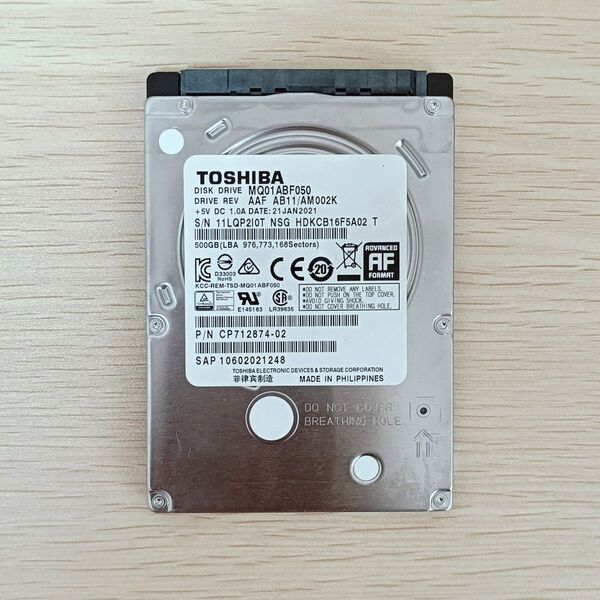 TOSHIBA 2.5インチ HDD 500GB SATA 内蔵型 動作確認済み 13