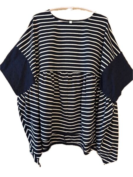 新品 ルピリアン ボーダープルオーバー カットソー Tシャツ トップス 半袖Tシャツ オーバーサイズ