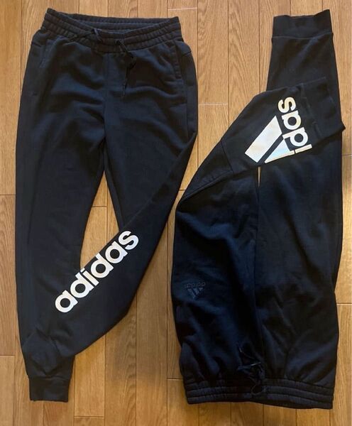 アディダス adidas レディーススウェットパンツ黒 ブラック 2枚セット